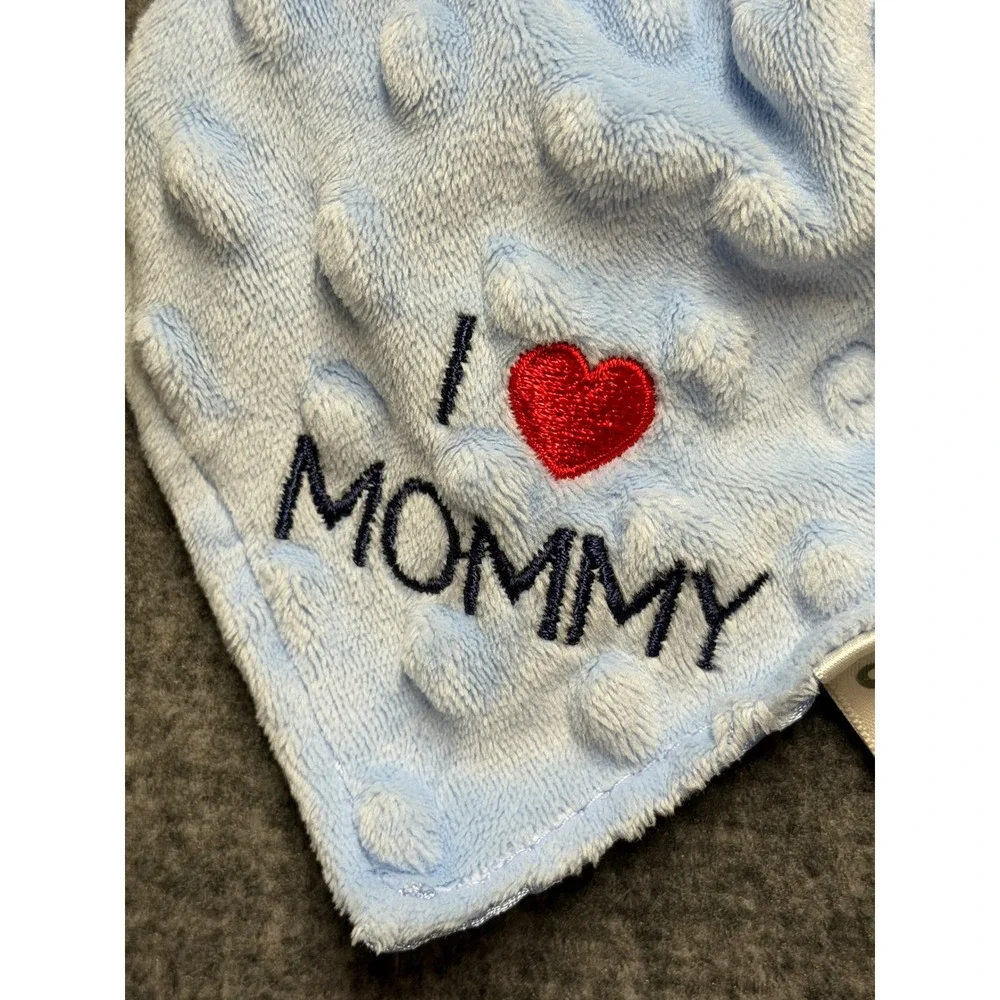 Child of Mine by Carters Puppy Dog I Love Mommy Blue Minky Dot Security Blanket